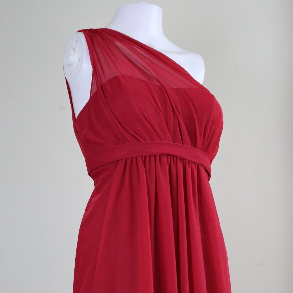 David's Bridal Apple Red Bridesmaid Dress